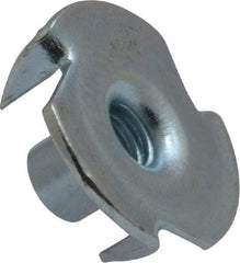 Value Collection - #10-24 Zinc-Plated Steel Standard Tee Nut - 5/16" Barrel Length, 3/4" Flange Diam, 3 Prongs - USA Tool & Supply