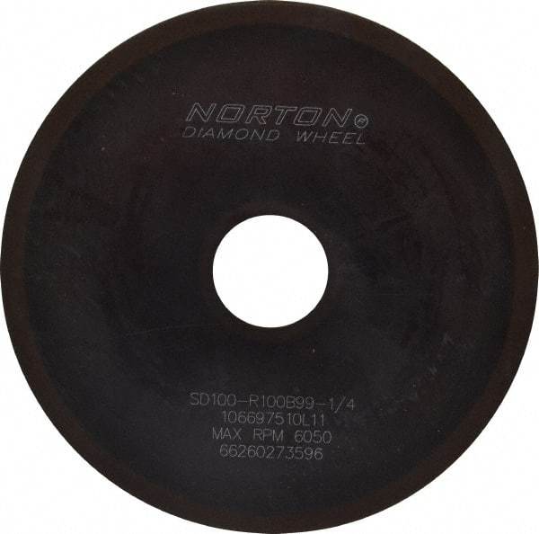 Norton - 6" Diam x 1-1/4" Hole x 1/16" Thick, 100 Grit Surface Grinding Wheel - Diamond, Type 1A1, Fine Grade, Resinoid Bond - USA Tool & Supply