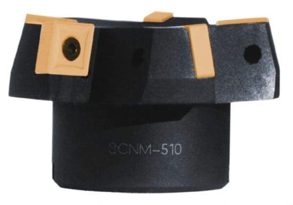 Cutting Tool Technologies - 4" Cut Diam, 1-1/2" Arbor Hole, 0.67" Max Depth of Cut, 15° Indexable Chamfer & Angle Face Mill - 4 Inserts, CNMG 643 Insert, 4 Flutes, Series SCNM - USA Tool & Supply