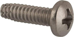 Value Collection - #6-32 UNC Thread, 1/2" Length Under Head, #2 Phillips Drive Stainless Steel Thread Cutting Screw - Pan Head, Grade 410, Point Type F - USA Tool & Supply