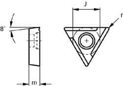 Komet - TOHX140305 G20 Grade K10 Carbide Boring Insert - Uncoated, 60° Triangle, 8° Relief Angle, 8.2mm Inscr Circle, 3mm Thick, 0.5mm Corner Radius - USA Tool & Supply