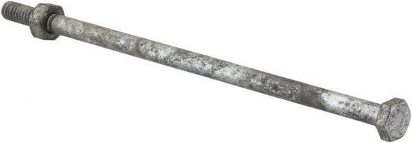 Value Collection - 1/4-20 Thread, 6" Length Under Head, Steel Hex Head Bolt - Hot Dipped Galvanized Coated, 7/16" Hex, UNC Thread, ANSI/ASME B18.2.2 & ASME B18.2.1, Grade 2 - USA Tool & Supply
