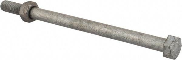 Value Collection - 5/16-18 Thread, 5" Length Under Head, Steel Hex Head Bolt - Hot Dipped Galvanized Coated, 1/2" Hex, UNC Thread, ANSI/ASME B18.2.2 & ASME B18.2.1, Grade 2 - USA Tool & Supply