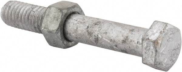 Value Collection - 3/8-16 Thread, 2-1/2" Length Under Head, Steel Hex Head Bolt - Hot Dipped Galvanized Coated, 9/16" Hex, UNC Thread, ANSI/ASME B18.2.2 & ASME B18.2.1, Grade 2 - USA Tool & Supply