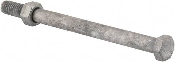 Value Collection - 3/8-16 Thread, 5" Length Under Head, Steel Hex Head Bolt - Hot Dipped Galvanized Coated, 9/16" Hex, UNC Thread, ANSI/ASME B18.2.2 & ASME B18.2.1, Grade 2 - USA Tool & Supply