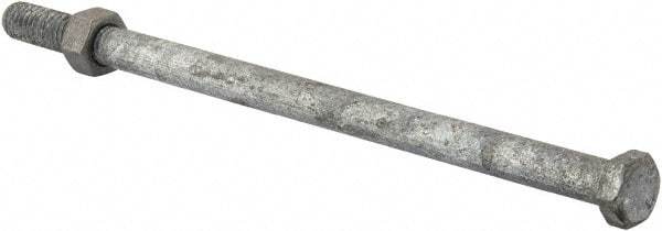 Value Collection - 3/8-16 Thread, 7" Length Under Head, Steel Hex Head Bolt - Hot Dipped Galvanized Coated, 9/16" Hex, UNC Thread, ANSI/ASME B18.2.2 & ASME B18.2.1, Grade 2 - USA Tool & Supply