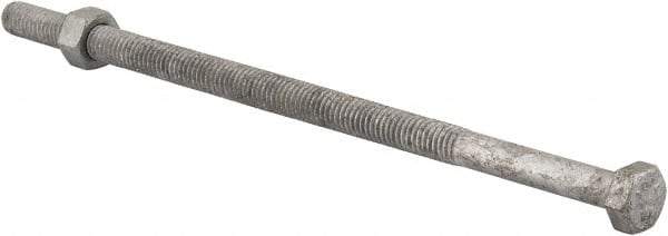 Value Collection - 3/8-16 Thread, 8" Length Under Head, Steel Hex Head Bolt - Hot Dipped Galvanized Coated, 9/16" Hex, UNC Thread, ANSI/ASME B18.2.2 & ASME B18.2.1, Grade 2 - USA Tool & Supply