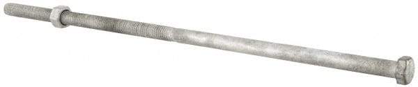 Value Collection - 3/8-16 Thread, 12" Length Under Head, Steel Hex Head Bolt - Hot Dipped Galvanized Coated, 9/16" Hex, ANSI/ASME B18.2.2 & ASME B18.2.1, Grade 2 - USA Tool & Supply