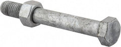 Value Collection - 1/2-13 Thread, 4" Length Under Head, Steel Hex Head Bolt - Hot Dipped Galvanized Coated, 3/4" Hex, UNC Thread, ANSI/ASME B18.2.2 & ASME B18.2.1, Grade 2 - USA Tool & Supply