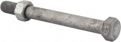 Value Collection - 1/2-13 Thread, 5" Length Under Head, Steel Hex Head Bolt - Hot Dipped Galvanized Coated, 3/4" Hex, UNC Thread, ANSI/ASME B18.2.2 & ASME B18.2.1, Grade 2 - USA Tool & Supply