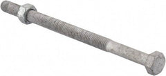 Value Collection - 1/2-13 Thread, 8" Length Under Head, Steel Hex Head Bolt - Hot Dipped Galvanized Coated, 3/4" Hex, UNC Thread, ANSI/ASME B18.2.2 & ASME B18.2.1, Grade 2 - USA Tool & Supply