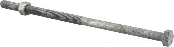 Value Collection - 1/2-13 Thread, 11" Length Under Head, Steel Hex Head Bolt - Hot Dipped Galvanized Coated, 3/4" Hex, UNC Thread, ANSI/ASME B18.2.2 & ASME B18.2.1, Grade 2 - USA Tool & Supply