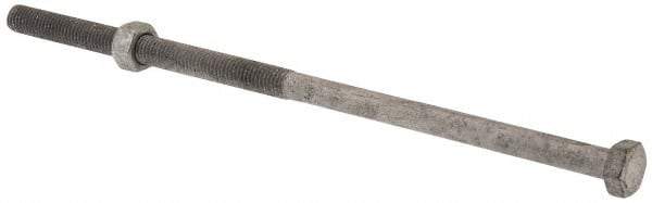 Value Collection - 1/2-13 Thread, 12" Length Under Head, Steel Hex Head Bolt - Hot Dipped Galvanized Coated, 3/4" Hex, UNC Thread, ANSI/ASME B18.2.2 & ASME B18.2.1, Grade 2 - USA Tool & Supply