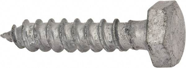 Value Collection - 1/4" Screw, 1-1/4" Length Under Head, Steel, Hex Head Lag Screw - Hot Dipped Galvanized, AISI 1006, ASME B18.2.1 Fastner, Grade 1006-1022 - USA Tool & Supply