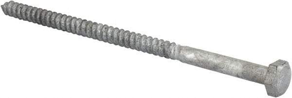 Value Collection - 1/4" Screw, 5" Length Under Head, Steel, Hex Head Lag Screw - Hot Dipped Galvanized, AISI 1006, ASME B18.2.1 Fastner, Grade 1006-1022 - USA Tool & Supply
