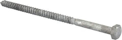 Value Collection - 1/4" Screw, 5" Length Under Head, Steel, Hex Head Lag Screw - Hot Dipped Galvanized, AISI 1006, ASME B18.2.1 Fastner, Grade 1006-1022 - USA Tool & Supply