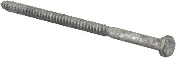 Value Collection - 5/16" Screw, 6" Length Under Head, Steel, Hex Head Lag Screw - Hot Dipped Galvanized, AISI 1006, ASME B18.2.1 Fastner, Grade 1006-1022 - USA Tool & Supply
