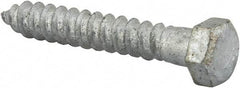 Value Collection - 3/8" Screw, 2-1/2" Length Under Head, Steel, Hex Head Lag Screw - Hot Dipped Galvanized, AISI 1006, ASME B18.2.1 Fastner, Grade 1006-1022 - USA Tool & Supply