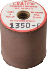 Cratex - 7/8" Max Diam x 1" Long, Cylinder, Rubberized Point - Fine Grade, Silicon Carbide, 1/4" Arbor Hole, Unmounted - USA Tool & Supply