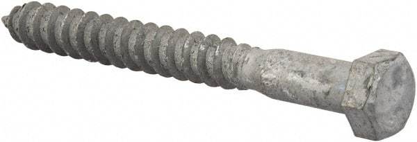 Value Collection - 3/8" Screw, 3-1/2" Length Under Head, Steel, Hex Head Lag Screw - Hot Dipped Galvanized, AISI 1006, ASME B18.2.1 Fastner, Grade 1006-1022 - USA Tool & Supply