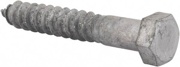Value Collection - 1/2" Screw, 3" Length Under Head, Steel, Hex Head Lag Screw - Hot Dipped Galvanized, AISI 1006, ASME B18.2.1 Fastner, Grade 1006-1022 - USA Tool & Supply