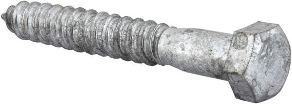 Value Collection - 1/2" Screw, 3-1/2" Length Under Head, Steel, Hex Head Lag Screw - Hot Dipped Galvanized, AISI 1006, ASME B18.2.1 Fastner, Grade 1006-1022 - USA Tool & Supply