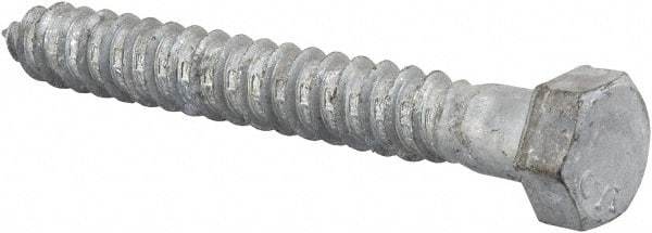 Value Collection - 1/2" Screw, 4" Length Under Head, Steel, Hex Head Lag Screw - Hot Dipped Galvanized, AISI 1006, ASME B18.2.1 Fastner, Grade 1006-1022 - USA Tool & Supply