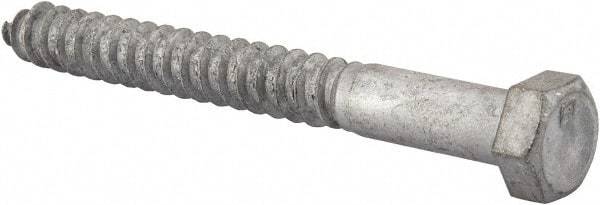 Value Collection - 1/2" Screw, 5" Length Under Head, Steel, Hex Head Lag Screw - Hot Dipped Galvanized, AISI 1006, ASME B18.2.1 Fastner, Grade 1006-1022 - USA Tool & Supply