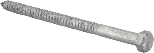 Value Collection - 1/2" Screw, 8" Length Under Head, Steel, Hex Head Lag Screw - Hot Dipped Galvanized, AISI 1006, ASME B18.2.1 Fastner, Grade 1006-1022 - USA Tool & Supply