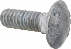 Value Collection - 1/4-20 UNC 3/4" Length Under Head, Standard Square Neck, Carriage Bolt - 1006-1050 Steel, Galvanized Zinc-Plated Finish - USA Tool & Supply