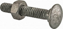 Value Collection - 1/4-20 UNC 1-1/2" Length Under Head, Standard Square Neck, Carriage Bolt - 1006-1050 Steel, Galvanized Zinc-Plated Finish - USA Tool & Supply