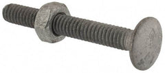 Value Collection - 1/4-20 UNC 2" Length Under Head, Standard Square Neck, Carriage Bolt - 1006-1050 Steel, Galvanized Zinc-Plated Finish - USA Tool & Supply