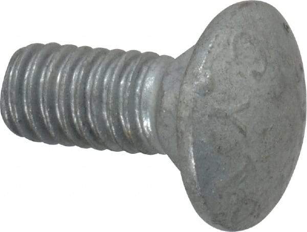 Value Collection - 5/16-18 UNC 3/4" Length Under Head, Standard Square Neck, Carriage Bolt - 1006-1050 Steel, Galvanized Zinc-Plated Finish - USA Tool & Supply