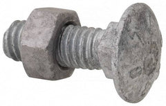 Value Collection - 5/16-18 UNC 1" Length Under Head, Standard Square Neck, Carriage Bolt - 1006-1050 Steel, Galvanized Zinc-Plated Finish - USA Tool & Supply