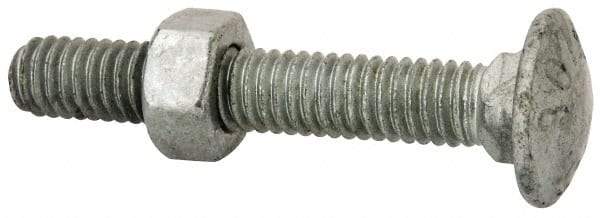 Value Collection - 5/16-18 UNC 2" Length Under Head, Standard Square Neck, Carriage Bolt - 1006-1050 Steel, Galvanized Zinc-Plated Finish - USA Tool & Supply