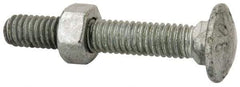 Value Collection - 5/16-18 UNC 2" Length Under Head, Standard Square Neck, Carriage Bolt - 1006-1050 Steel, Galvanized Zinc-Plated Finish - USA Tool & Supply