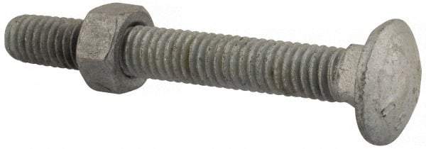 Value Collection - 5/16-18 UNC 2-1/2" Length Under Head, Standard Square Neck, Carriage Bolt - 1006-1050 Steel, Galvanized Zinc-Plated Finish - USA Tool & Supply