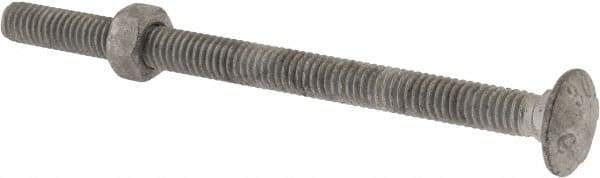 Value Collection - 5/16-18 UNC 4-1/2" Length Under Head, Standard Square Neck, Carriage Bolt - 1006-1050 Steel, Galvanized Zinc-Plated Finish - USA Tool & Supply