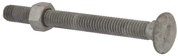 Value Collection - 3/8-16 UNC 4" Length Under Head, Standard Square Neck, Carriage Bolt - 1006-1050 Steel, Galvanized Zinc-Plated Finish - USA Tool & Supply