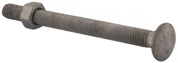 Value Collection - 3/8-16 UNC 4-1/2" Length Under Head, Standard Square Neck, Carriage Bolt - 1006-1050 Steel, Galvanized Zinc-Plated Finish - USA Tool & Supply