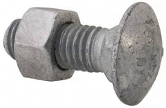 Value Collection - 1/2-13 UNC 1-1/2" Length Under Head, Standard Square Neck, Carriage Bolt - 1006-1050 Steel, Galvanized Zinc-Plated Finish - USA Tool & Supply