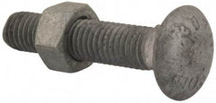 Value Collection - 1/2-13 UNC 2-1/2" Length Under Head, Standard Square Neck, Carriage Bolt - 1006-1050 Steel, Galvanized Zinc-Plated Finish - USA Tool & Supply