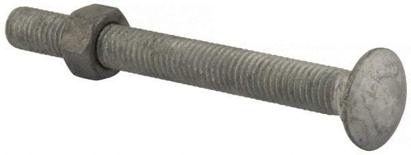 Value Collection - 1/2-13 UNC 5" Length Under Head, Standard Square Neck, Carriage Bolt - 1006-1050 Steel, Galvanized Zinc-Plated Finish - USA Tool & Supply