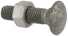 Value Collection - 5/8-11 UNC 2-1/2" Length Under Head, Standard Square Neck, Carriage Bolt - 1006-1050 Steel, Galvanized Zinc-Plated Finish - USA Tool & Supply