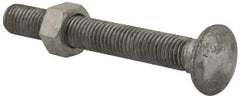 Value Collection - 5/8-11 UNC 5" Length Under Head, Standard Square Neck, Carriage Bolt - 1006-1050 Steel, Galvanized Zinc-Plated Finish - USA Tool & Supply