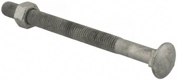 Value Collection - 5/8-11 UNC 8" Length Under Head, Standard Square Neck, Carriage Bolt - 1006-1050 Steel, Galvanized Zinc-Plated Finish - USA Tool & Supply