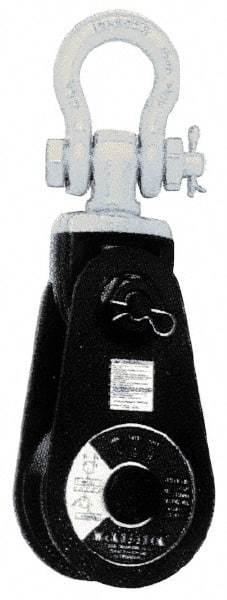 Value Collection - 4, 400 Lbs. Load Limit, Side Release Snatch Block - Single Sheave, 3 Inch Outside Diameter, Wire Rope, 5/16 Inch, 3/8 Inch Diameters, Steel, Painted Finish - USA Tool & Supply