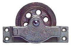 Value Collection - Single Open Side Mount Guidance Pulley - Sheave, 4-1/2 Inch Outside Diameter, Wire Rope, 3/8 Inch Diameter, 0.235 Inch to 0.246 Inch Mounting Hole Diameter Iron, Galvanized Finish - USA Tool & Supply