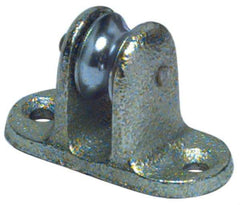 Value Collection - Single Upright Mount Guidance Pulley - Sheave, 11/16 Inch Outside Diameter, Fibrous Rope, 1/4 Inch Diameter, 0.144 Inch to 0.155 Inch Mounting Hole Diameter Malleable Iron, Galvanized Finish - USA Tool & Supply