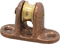 Value Collection - Single Upright Mount Guidance Pulley - Sheave, 11/16 Inch Outside Diameter, Fibrous Rope, 1/4 Inch Diameter, 0.144 Inch to 0.155 Inch Mounting Hole Diameter Bronze, Finish - USA Tool & Supply